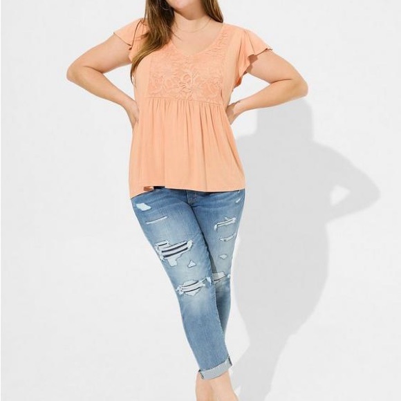 NWOT TORRID Super Soft V-Neck Ruffle Tee 3X - Picture 1 of 8